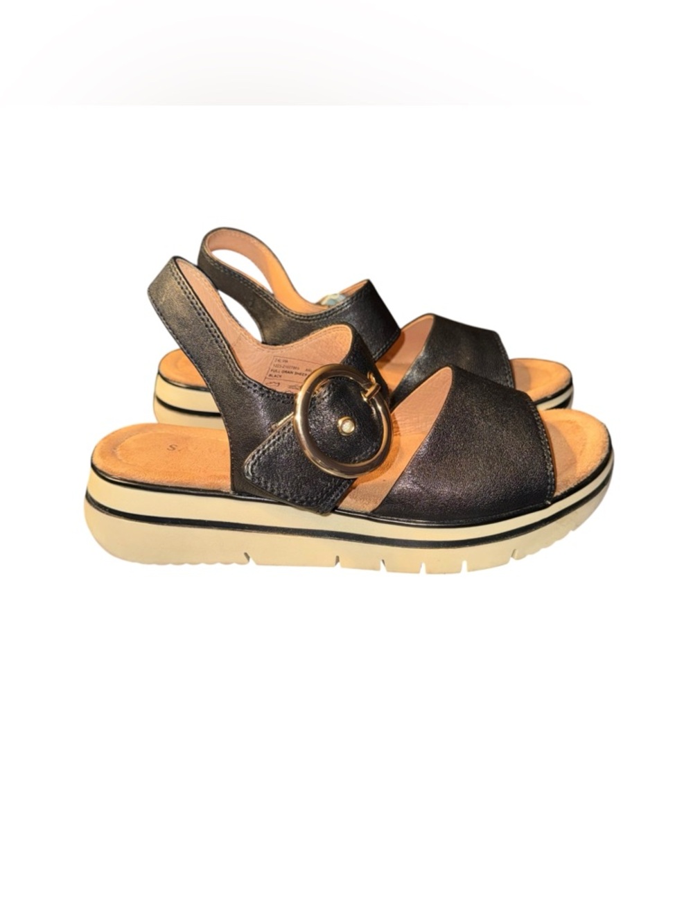 Womens ECCO Salvia Black Leather Comfort Sandals Adjustable Straps Size 9